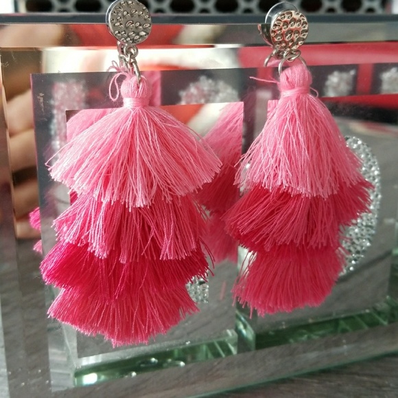 . Jewelry - PINK TASSEL EARRINGS